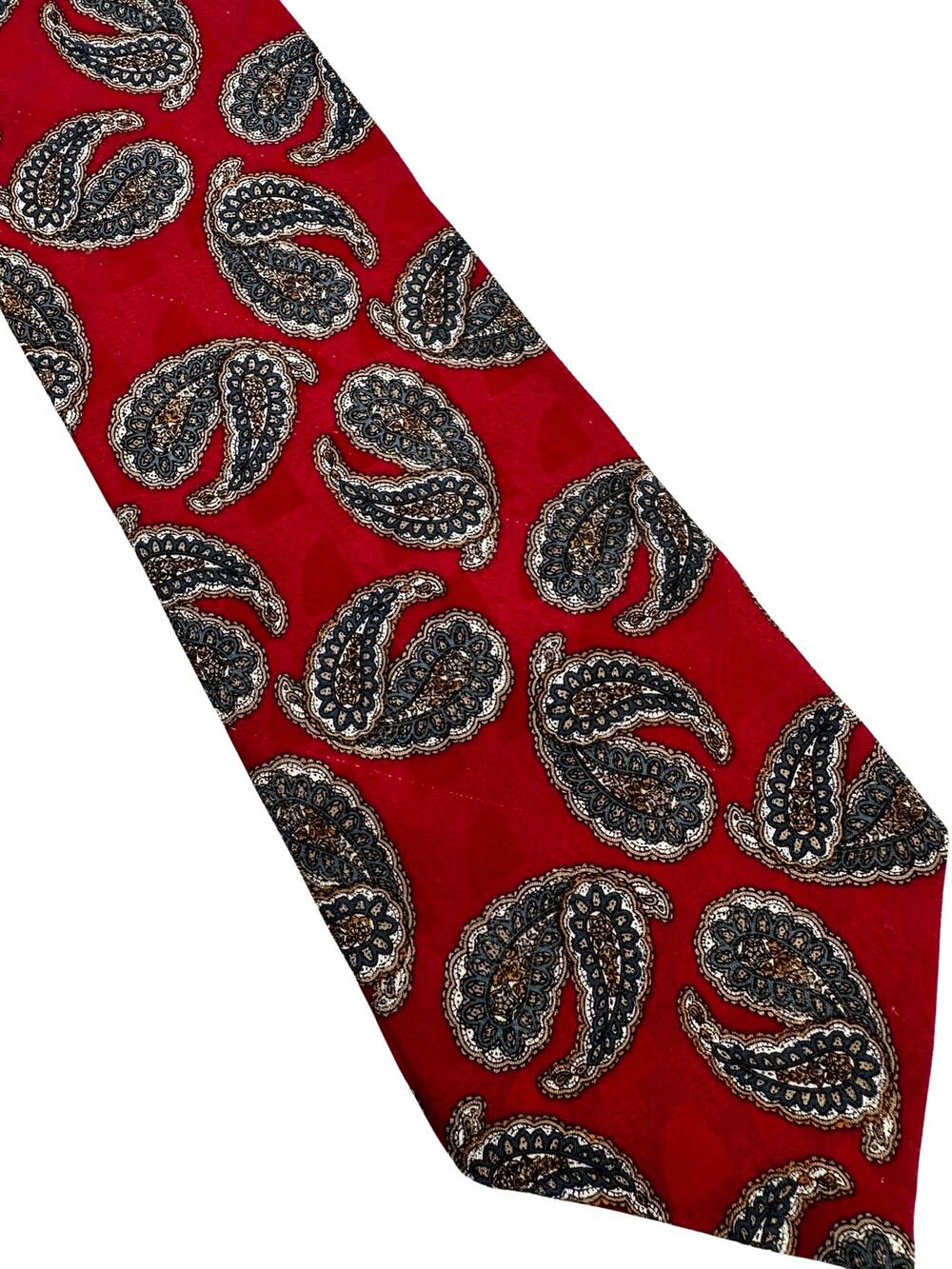 Vintage JG Hook Red Paisley Silk Necktie